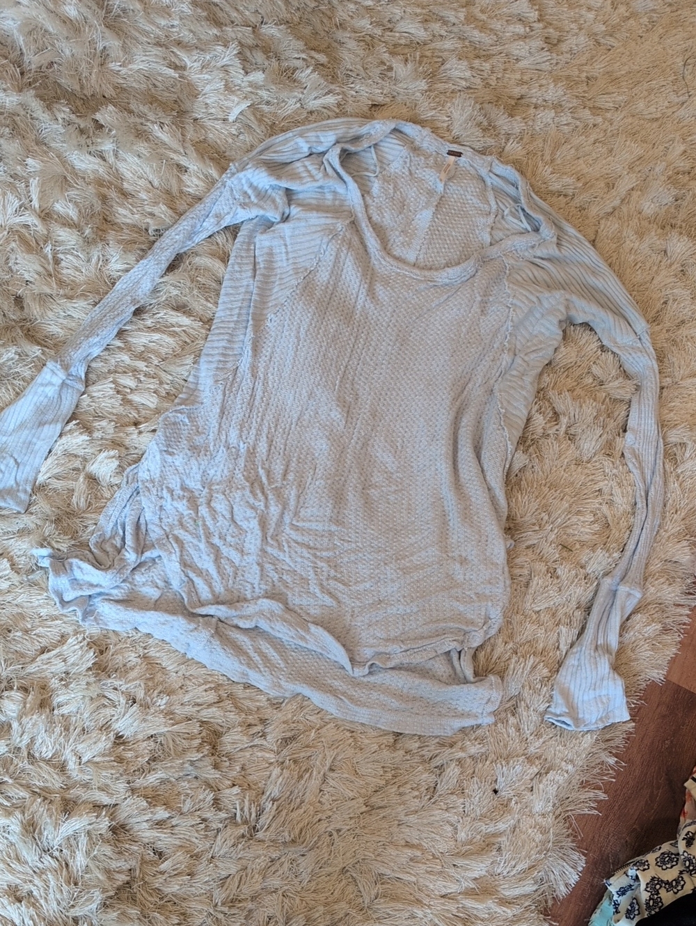 Free people Light Blue Long Sleeve Scoop Neck Women's Top